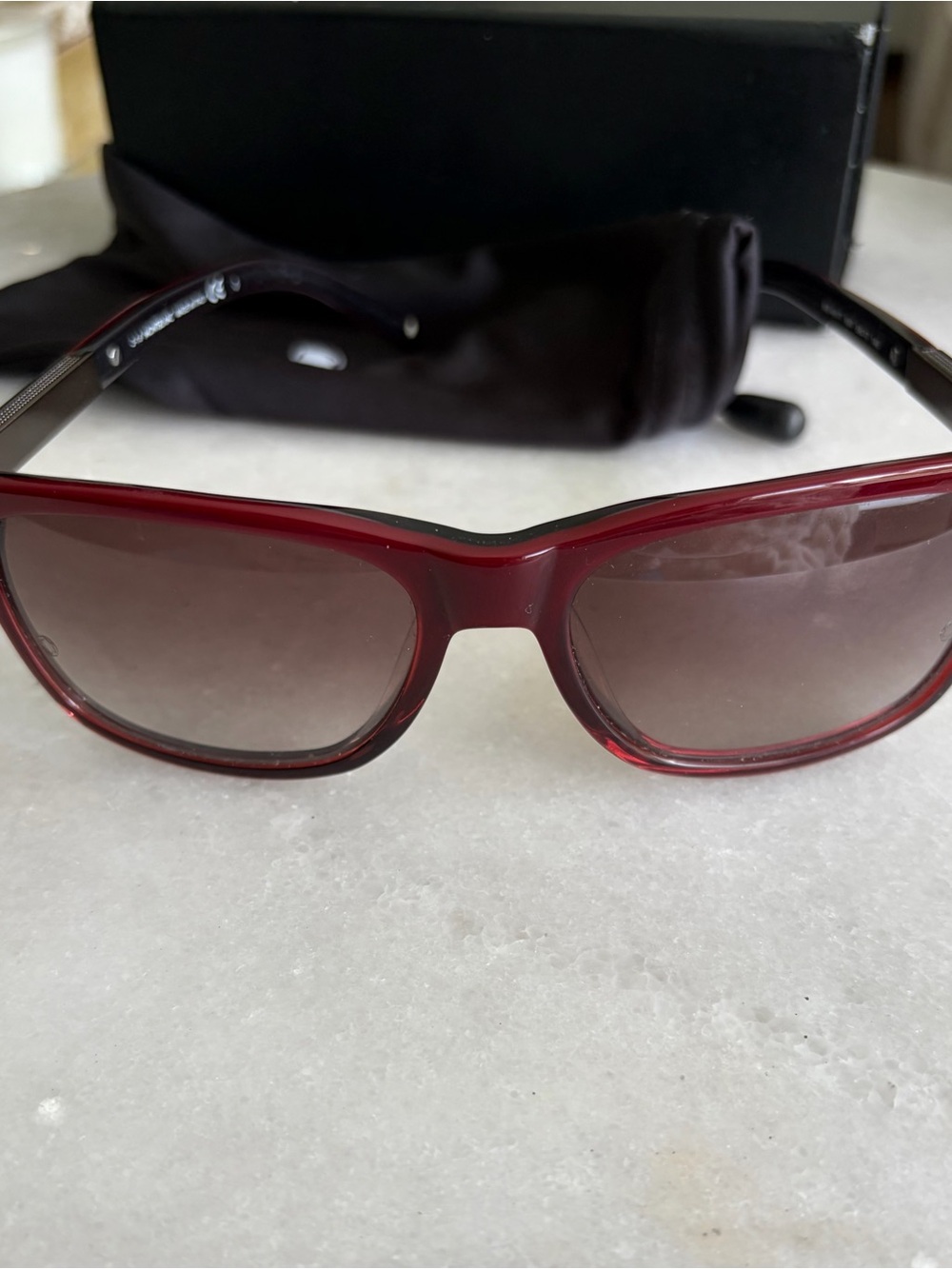 Montblanc Red Frame Sunglasses with Gradient Lenses